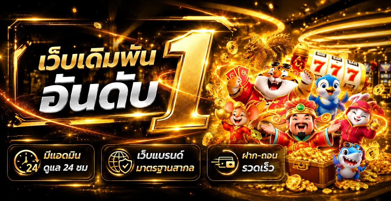 ภาพคุณสมบัติเว็บ wonwin โทนดำทองและมาสคอต PG Soft